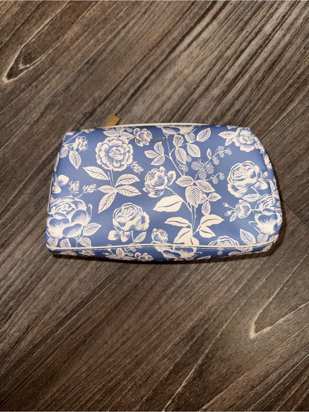 Rifle Paper Co. Blue and White Floral Cosmetic Pouch